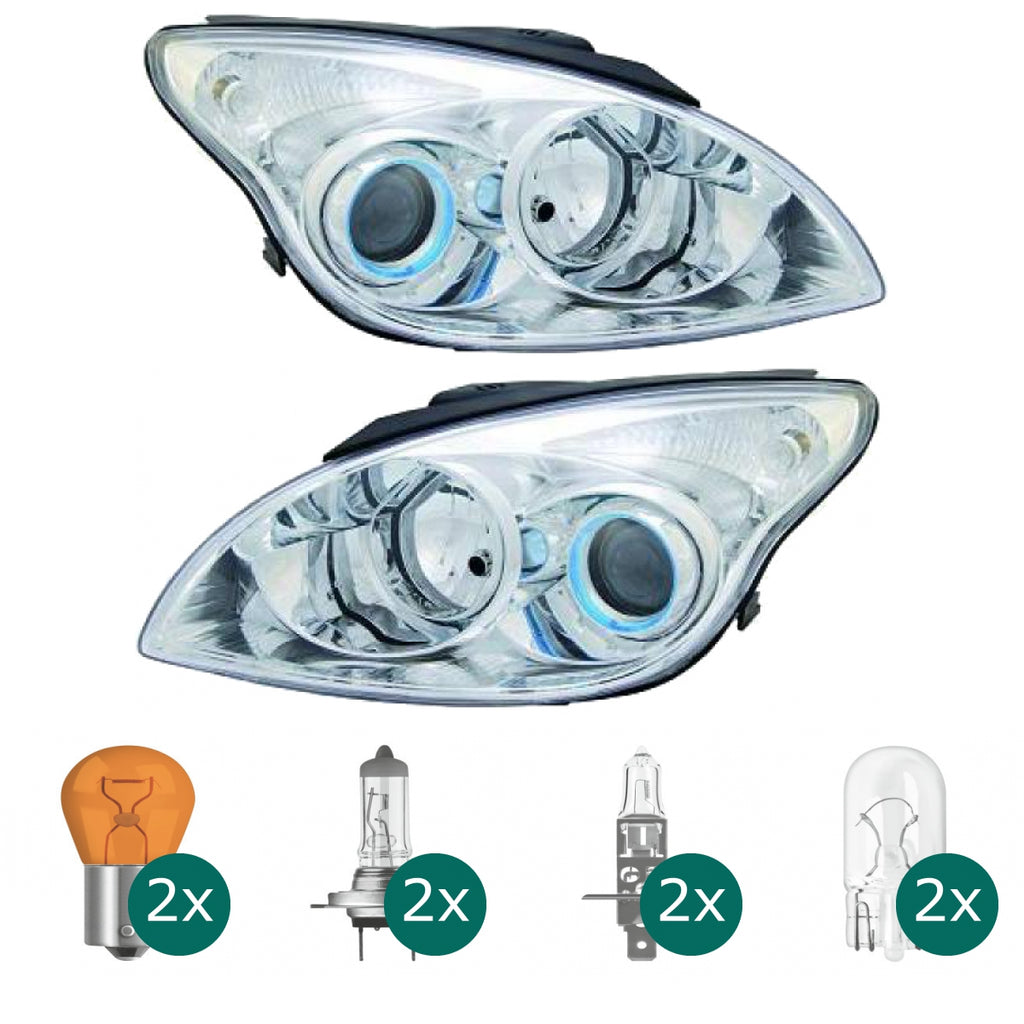 Hauptscheinwerfer links H7/H1 ohne Motor passt für Hyundai i30 11-20 inklusive Leuchtmittel/Birnen