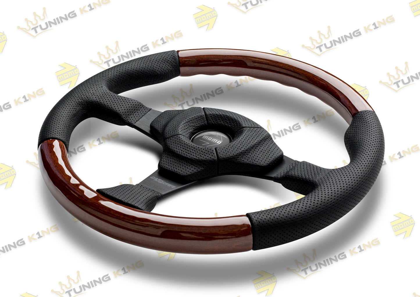 MOMO Lenkrad Dark Fitghter Wood 350mm Glattleder