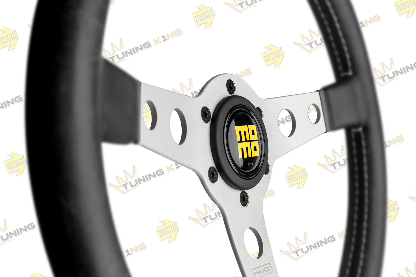 MOMO Lenkrad Prototipo Heritage 350mm Silber / Schwarz Glattleder