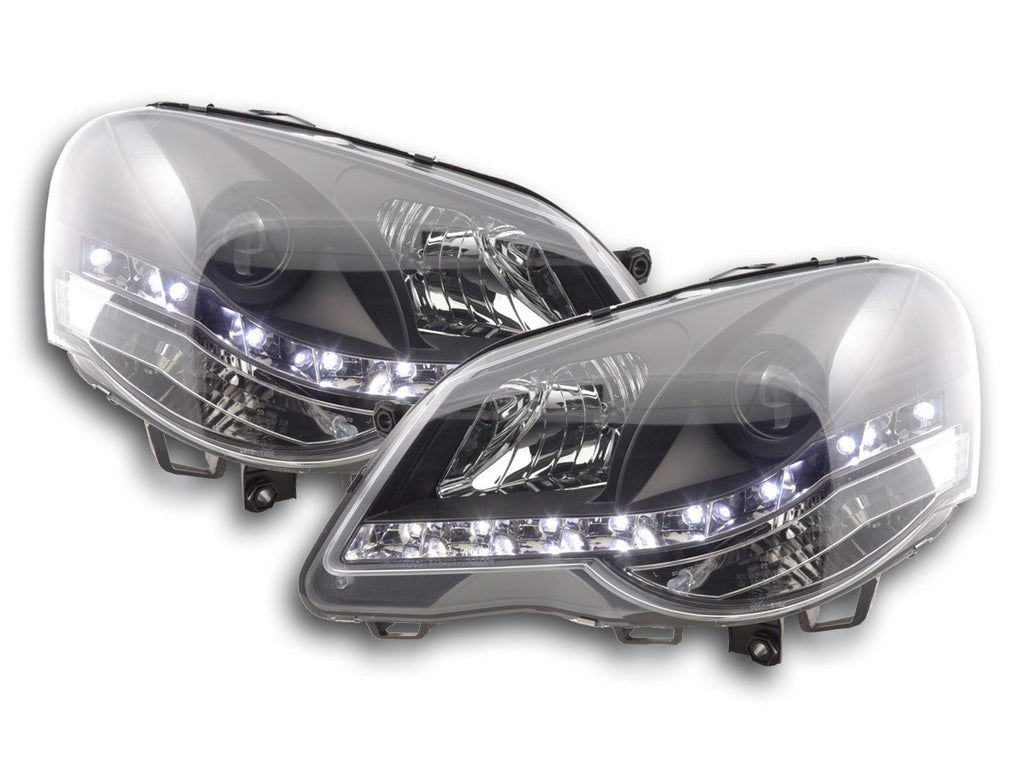Scheinwerfer Set Daylight LED TFL-Optik VW Polo Typ 9N3  05-09 schwarz für Rechtslenker