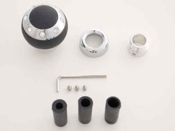 Schaltknauf Aluminium mit Kristallen und Leder-Absetzung