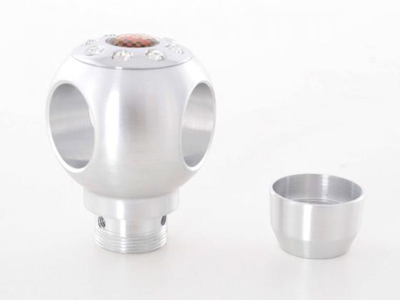Schaltknauf Aluminium mit Kristallen, Oberfläche chrom