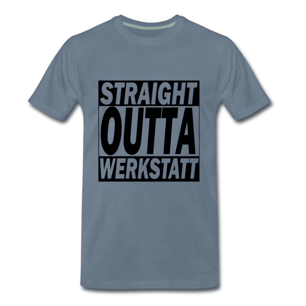 Premium T-Shirt Straight Outta Werkstatt - Blaugrau