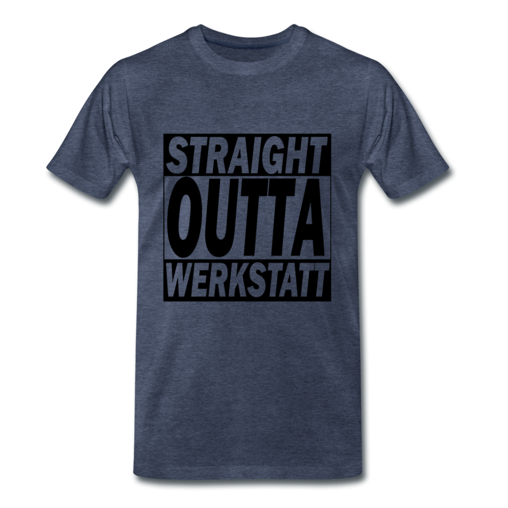 Premium T-Shirt Straight Outta Werkstatt - Blau meliert