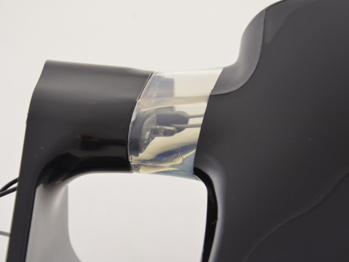 Außenspiegel Sportspiegel Set N-Look 3-polig verstellbar mit kleinem Blinker schwarz mit blauer LED Beleuchtung Linkslenker