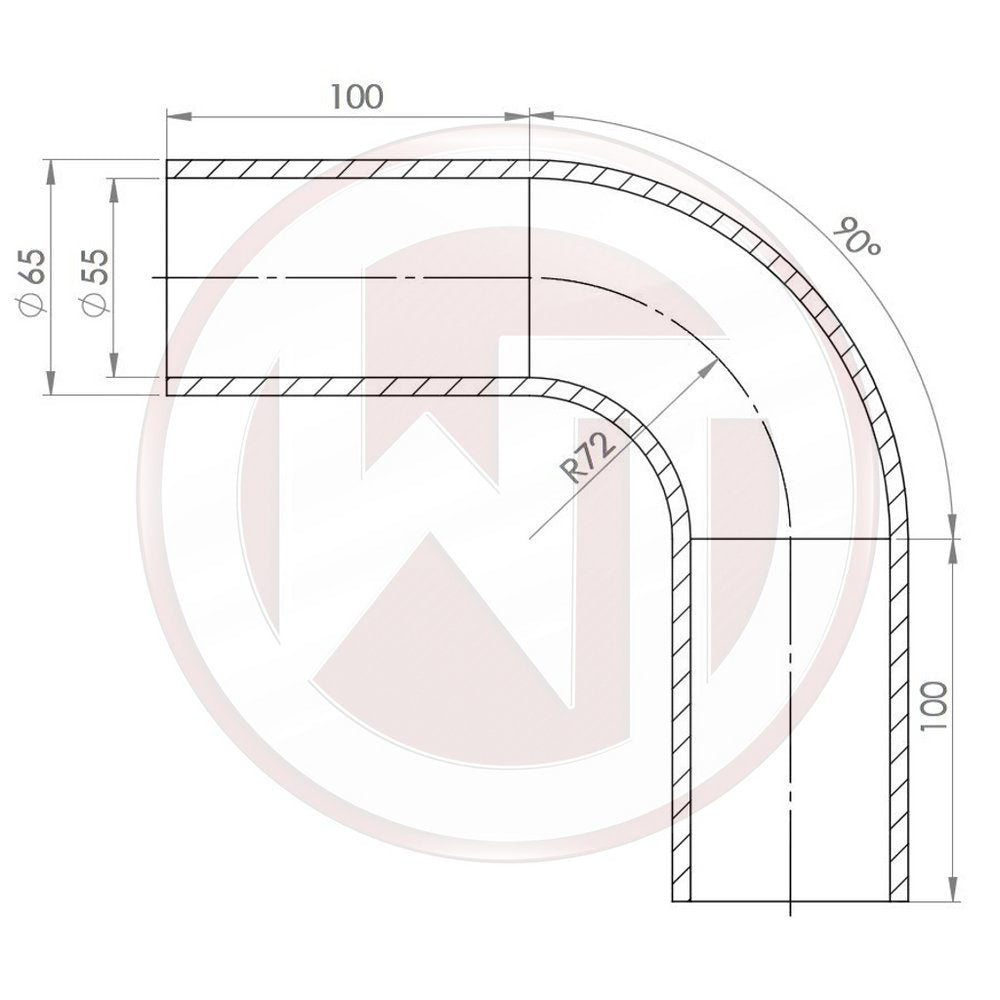 Wagner Tuning Ø55mm Silikonschlauch 90° Bogen schwarz