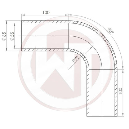 Wagner Tuning Ø55mm Silikonschlauch 90° Bogen schwarz