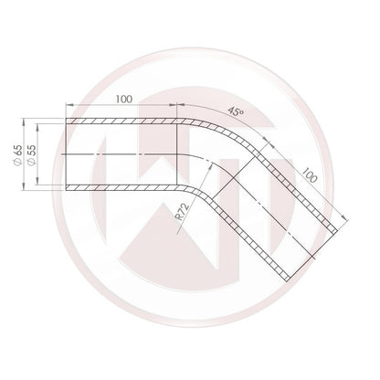 Wagner Tuning Ø55mm Silikonschlauch 45° Bogen schwarz