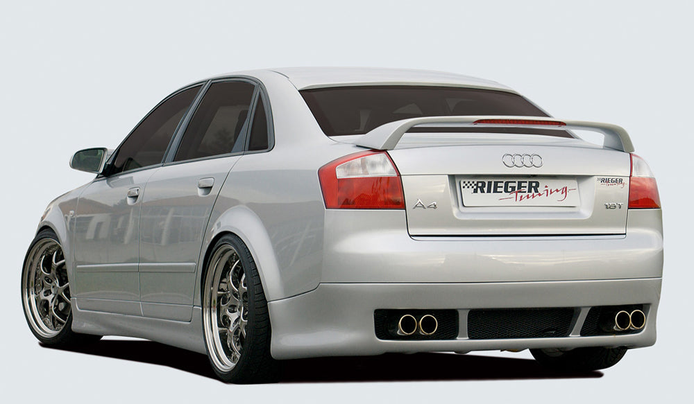 Audi A4 (8E) Typ B6 Rieger ESD, li/re Typ 12, Audi A4 (8E) nur Quattro 1,8T 110/120/140 kW  1,9l TDI 96kW  2,5l TDI 132kW rechts, links, mit Prägung, 4x76mm, für RIEGER-Heckansatz, Edelstahl, 
inkl. Gutachten