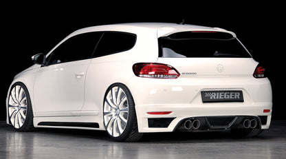 VW Scirocco 3 (13) Rieger ESD, 4x90mm Typ 14, ohne Siebrohreinsatz -092 VW Scirocco 2,0l TFSI 147/155kW 2,0l TDI103kW links, rechts, 4x90mm, ohne Siebrohr, seitl. versetzt, mit Prägung, für RIEGER Heckansatz u. -einsatz, Edelstahl, 
inkl. Gutachten