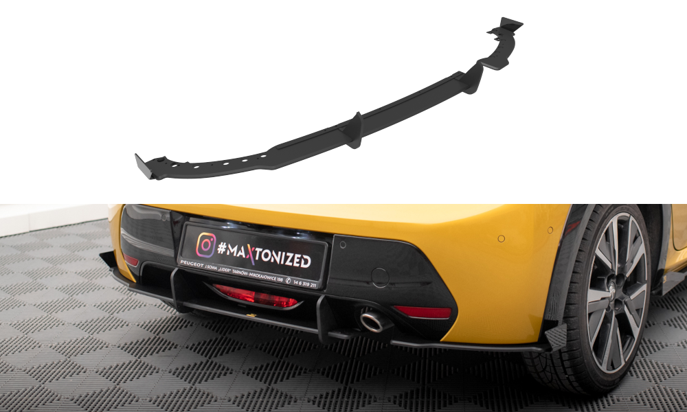 Maxton Street Pro Heck Ansatz Flaps Diffusor +Flaps für Peugeot 208 GT Mk2 schwarz Hochglanz