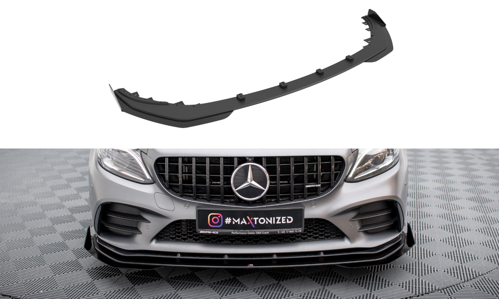 Maxton Street Pro Front Ansatz für +Flaps für + Flaps Mercedes-AMG C43 Coupe C205 Facelift schwarz Hochglanz