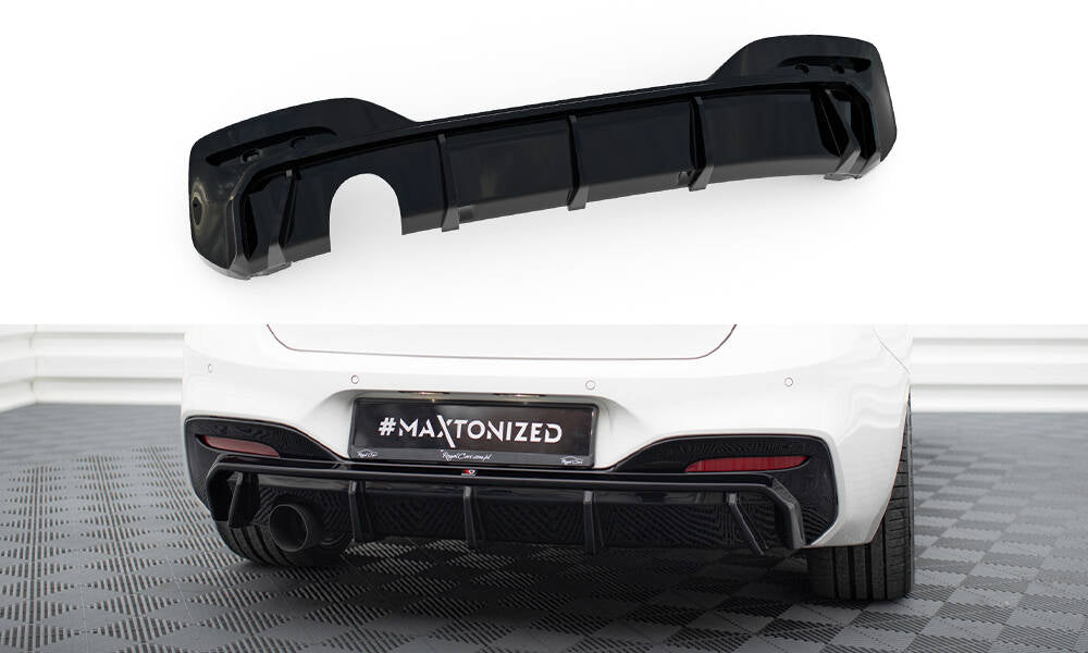 Maxton Diffusor Heck Ansatz für BMW 1er M-Paket F20 Facelift (Version mit einseitigem Einzelauspuff)