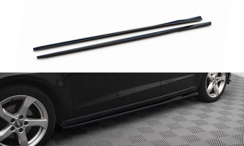 Maxton Seitenschweller Ansatz für Audi A3 Sportback 8V Facelift schwarz Hochglanz