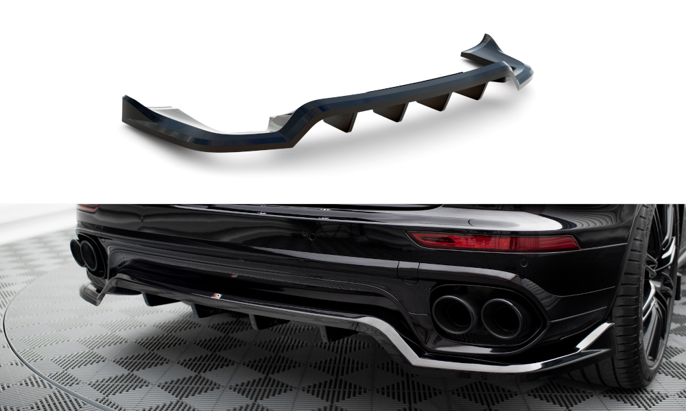 Maxton Mittlerer Diffusor Heck Ansatz DTM Look für Porsche Cayenne Mk2 Facelift schwarz Hochglanz