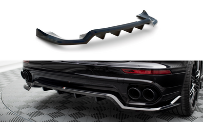Maxton Mittlerer Diffusor Heck Ansatz DTM Look für Porsche Cayenne Mk2 Facelift schwarz Hochglanz