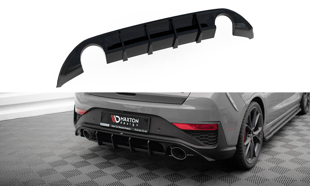 Maxton Diffusor Heck Ansatz für Hyundai I30 N Hatchback Mk3 Facelift schwarz Hochglanz