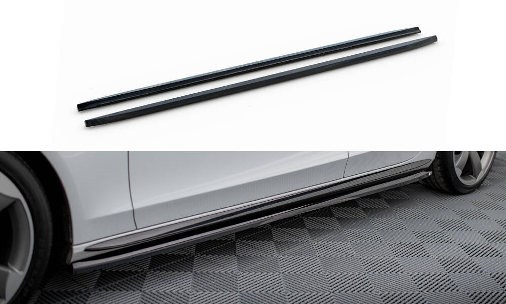 Maxton Seitenschweller Ansatz für V.3 für Audi A4 / A4 S-Line / S4 B8  schwarz Hochglanz