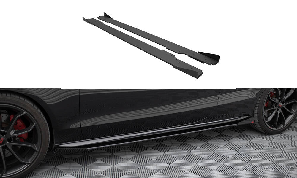 Maxton Street Pro Seitenschweller Ansatz für + Flaps Audi A5 / A5 S-Line / S5 Coupe / Cabrio 8T / 8T Facelift schwarz Hoch...