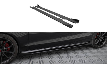 Maxton Street Pro Seitenschweller Ansatz für + Flaps Audi A5 / A5 S-Line / S5 Coupe / Cabrio 8T / 8T Facelift schwarz Hoch...