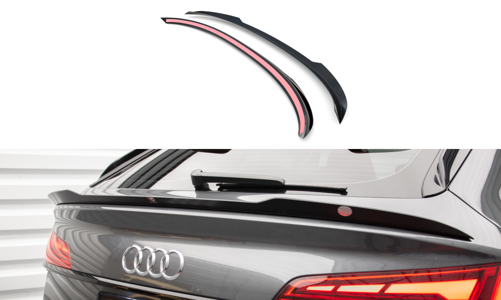 Maxton Niedriger Spoiler CAP für Audi SQ5 Sportback Mk2 Facelift schwarz Hochglanz