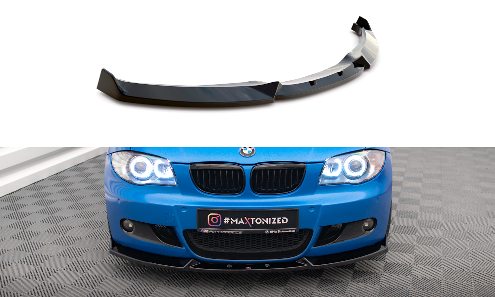 Maxton Front Ansatz V.2 für BMW 1er M-Paket E87 Facelift schwarz Hochglanz