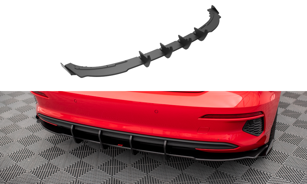 Maxton Robuste Racing Diffusor Heck Ansatz +Flaps für Audi A3 Sportback 8Y schwarz Hochglanz