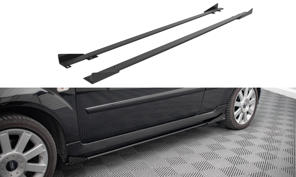 Maxton Street Pro Seitenschweller Ansatz für + Flaps Ford Fiesta ST Mk6 schwarz Hochglanz