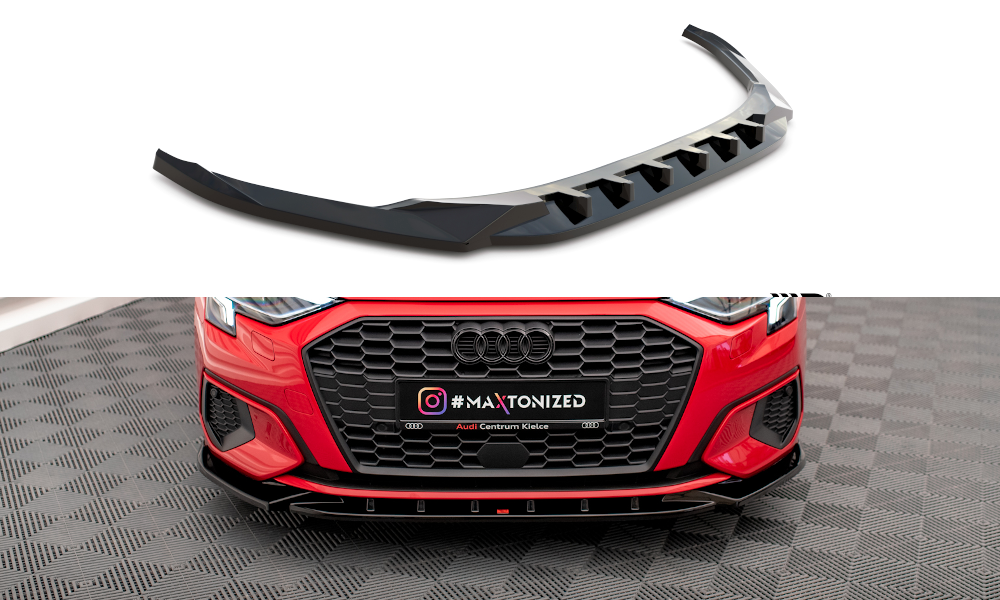 Maxton Front Ansatz V.1 für Audi A3 8Y schwarz Hochglanz