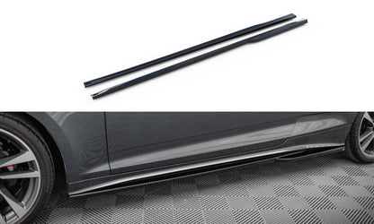 Maxton Seitenschweller Ansatz für Audi S5 Coupe / A5 S-Line Coupe F5 Facelift schwarz Hochglanz