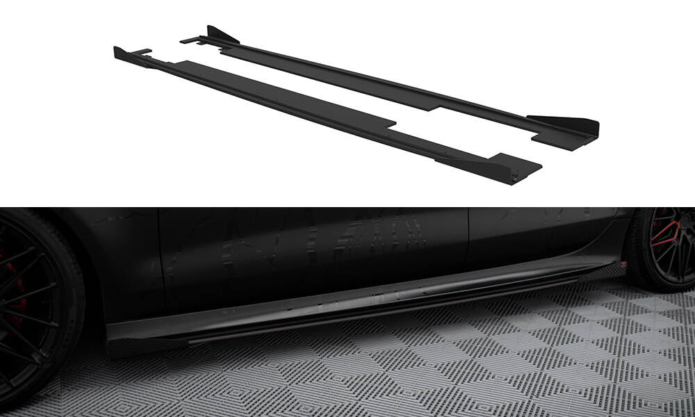 Maxton Street Pro Seitenschweller Ansatz für + Flaps Audi A7 S-Line C7 schwarz Hochglanz