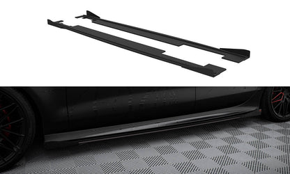 Maxton Street Pro Seitenschweller Ansatz für + Flaps Audi A7 S-Line C7 schwarz Hochglanz