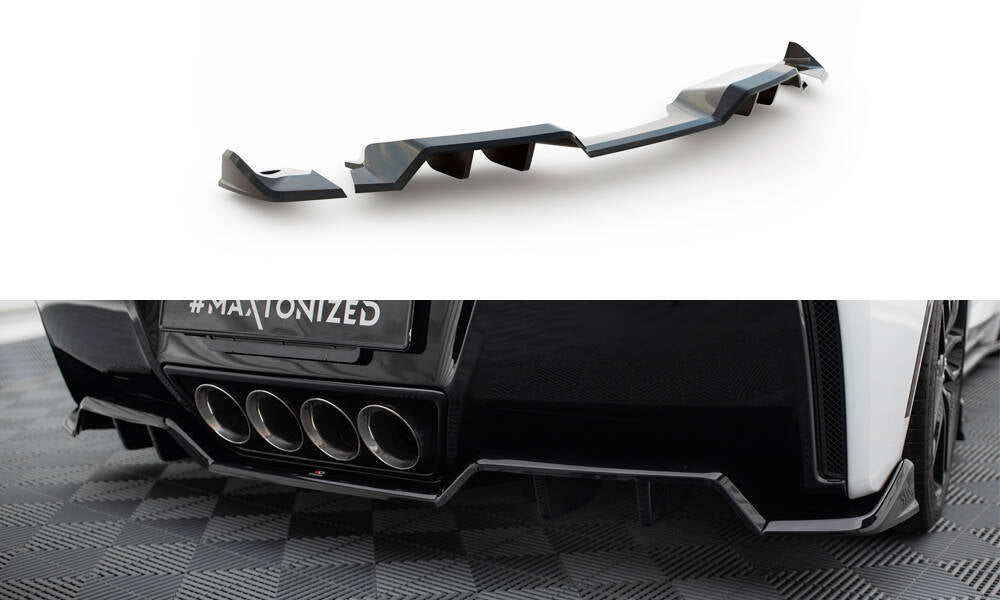 Maxton Mittlerer Diffusor Heck Ansatz DTM Look für + Heck Ansatz Flaps Diffusor für Chevrolet Corvette C7 schwarz Hochglanz