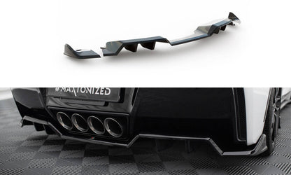 Maxton Mittlerer Diffusor Heck Ansatz DTM Look für + Heck Ansatz Flaps Diffusor für Chevrolet Corvette C7 schwarz Hochglanz