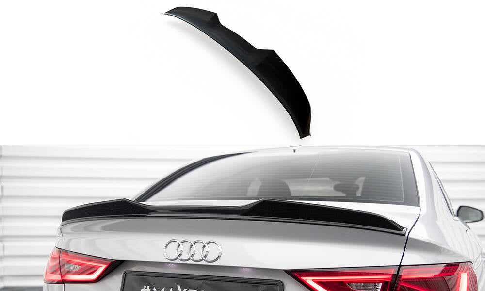 Maxton Spoiler CAP für 3D Audi A3 / A3 S-Line / S3 / RS3 Limousine 8V schwarz Hochglanz