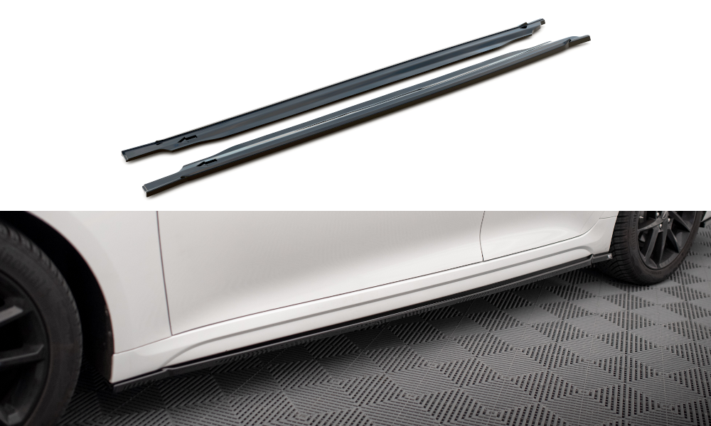 Maxton Seitenschweller Ansatz für Kia Optima Mk4 Facelift schwarz Hochglanz