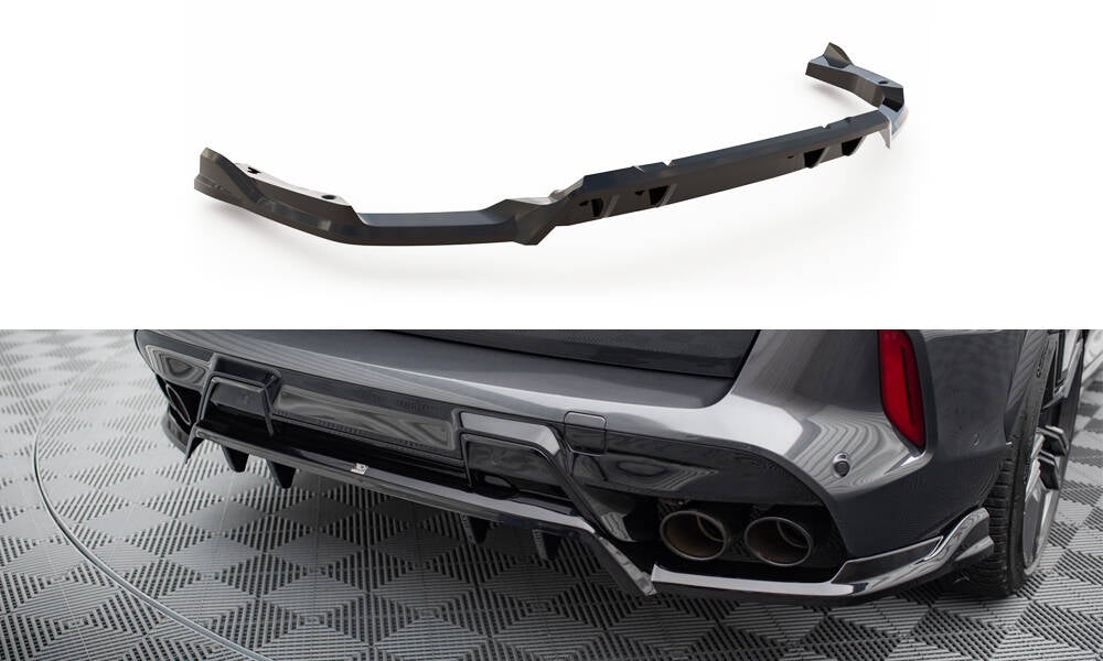 Maxton Mittlerer Diffusor Heck Ansatz DTM Look für BMW X5 M F95 Facelift schwarz Hochglanz