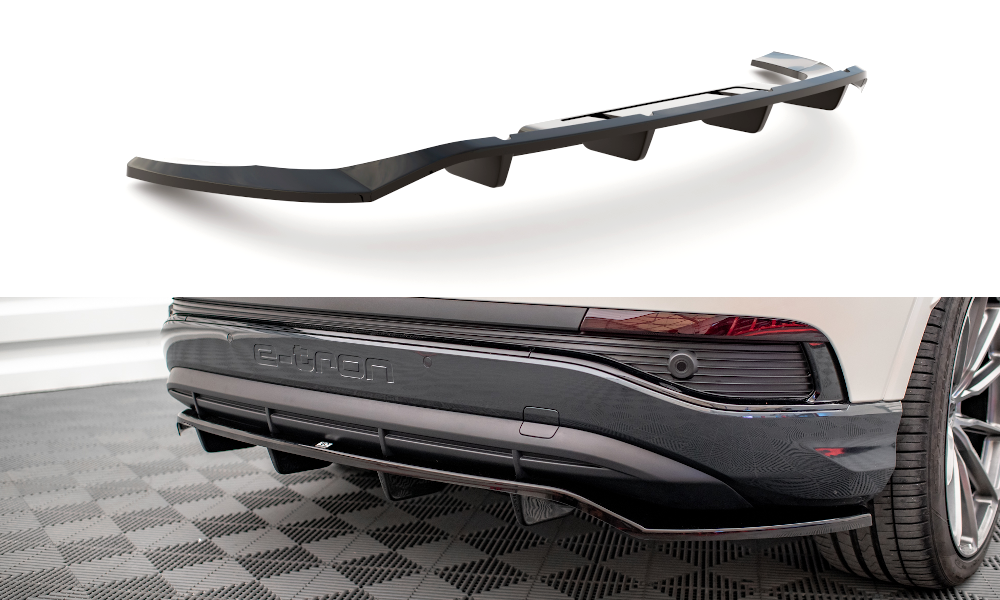 Maxton Mittlerer Diffusor Heck Ansatz DTM Look für Audi Q4 e-tron Sportback Mk1 schwarz Hochglanz
