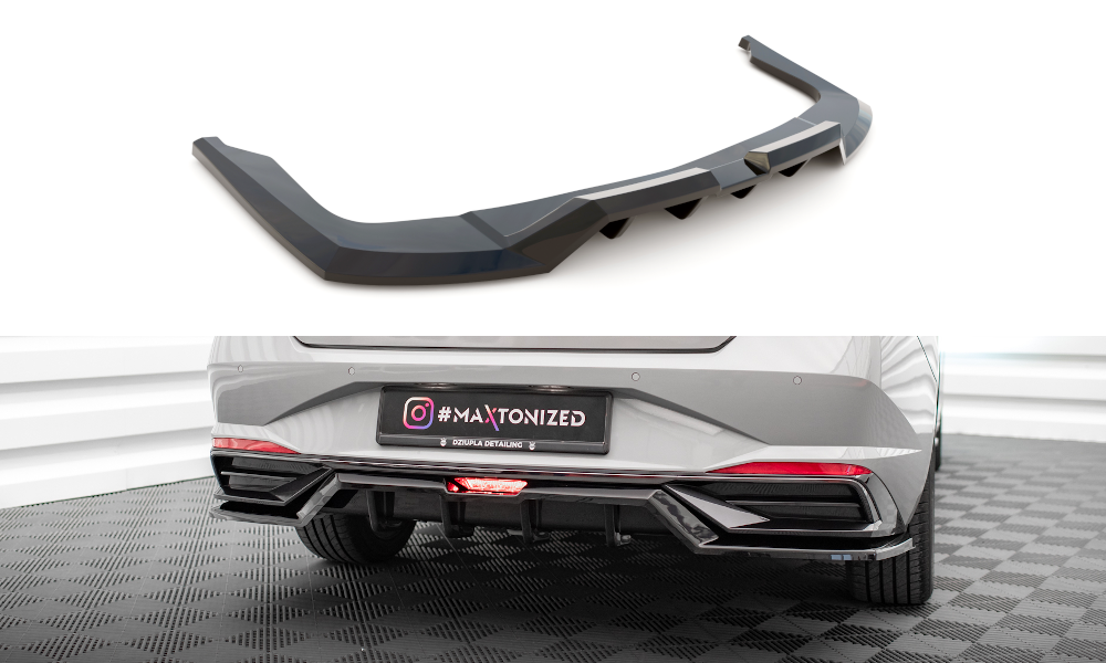 Maxton Mittlerer Diffusor Heck Ansatz DTM Look für Hyundai Elantra Mk7 schwarz Hochglanz