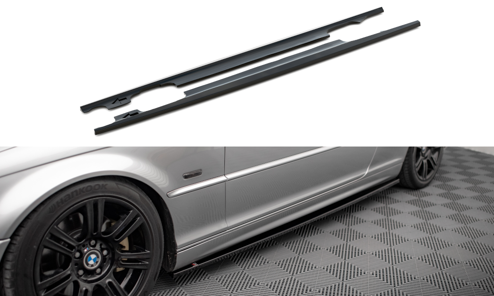 Maxton Seitenschweller Ansatz für BMW 3er Coupe E46 schwarz Hochglanz