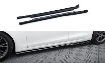Maxton Seitenschweller Ansatz für V.1 für Tesla Model S Plaid Mk1 Facelift schwarz Hochglanz