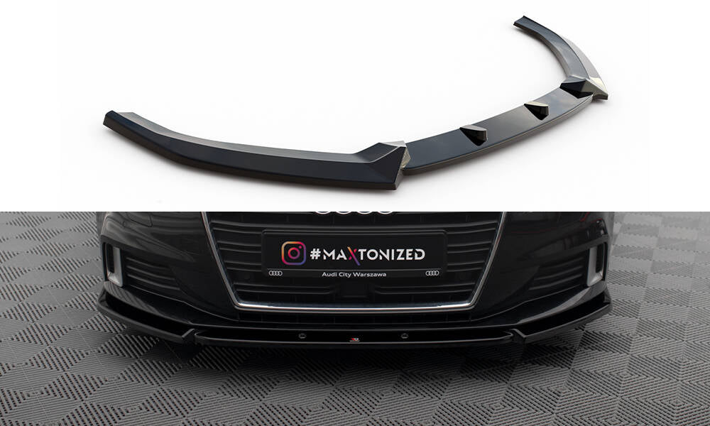 Maxton Front Ansatz V.1 für Audi A3 Sportback 8V Facelift schwarz Hochglanz