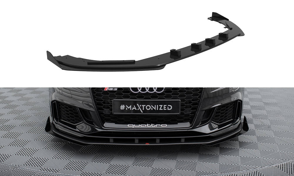Maxton Street Pro Front Ansatz für +Flaps für V.1 + Flaps Audi RS3 Limousine 8V Facelift schwarz Hochglanz