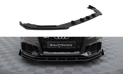 Maxton Street Pro Front Ansatz für +Flaps für V.1 + Flaps Audi RS3 Limousine 8V Facelift schwarz Hochglanz