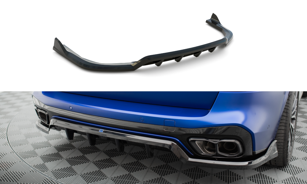 Maxton Mittlerer Diffusor Heck Ansatz DTM Look für V.2 BMW X5 M-Paket G05 Facelift schwarz Hochglanz