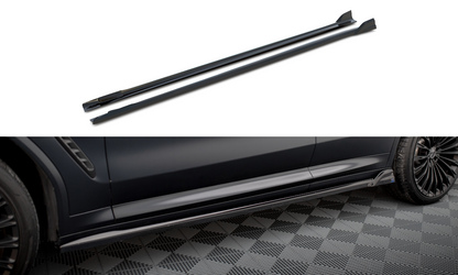 Maxton Seitenschweller Ansatz für BMW X3 M-Paket G01 Facelift schwarz Hochglanz