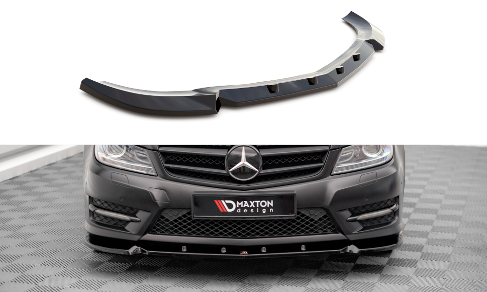Maxton Front Ansatz V.1 für Mercedes-Benz C Coupe / Limousine / Kombi  AMG-Line C204 / W204 Facelift / S204 Facelift schwa...