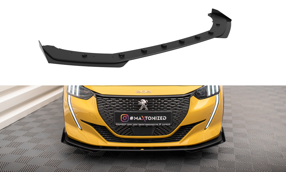 Maxton Street Pro Front Ansatz für +Flaps für + Flaps Peugeot 208 GT Mk2 schwarz Hochglanz