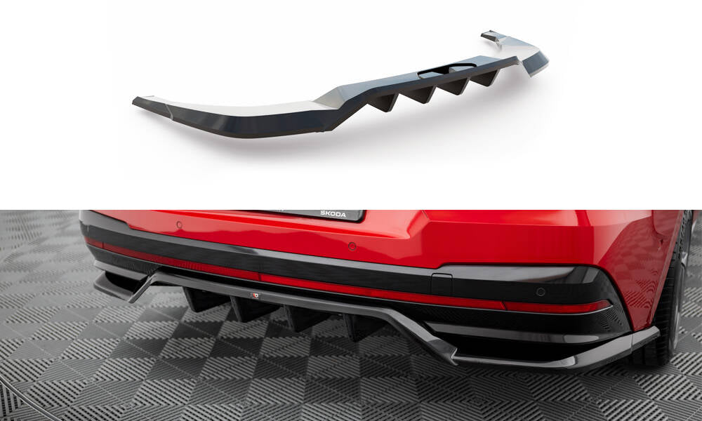 Maxton Hinten Splitter (mit einem vertikalem balken) Skoda Enyaq Coupe iV  schwarz Hochglanz