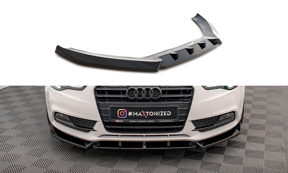 Maxton Front Ansatz V.1 für Audi A5 Coupe / Sportback 8T Facelift schwarz Hochglanz